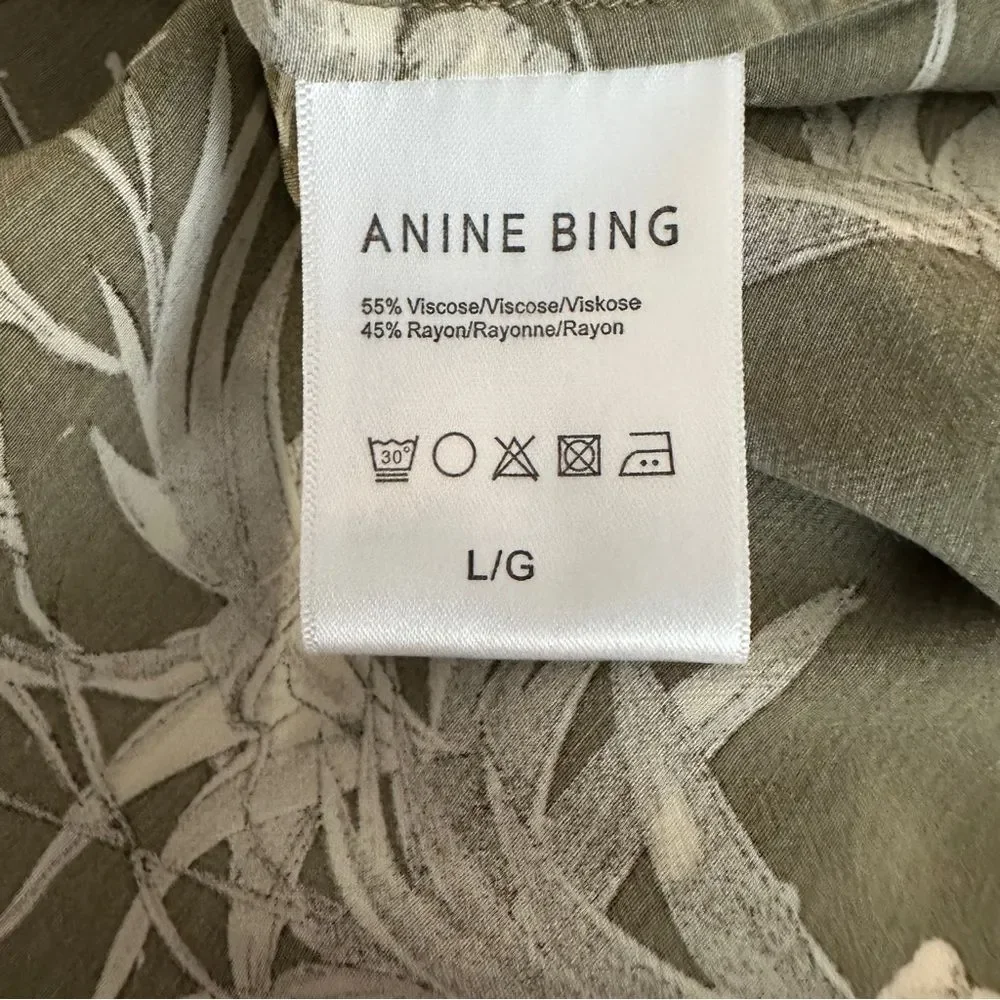 Anine Bing Kaine Dress Tropical Print Olive Smocked Size L • NEW WITH TAGS • - Picture 11 of 12